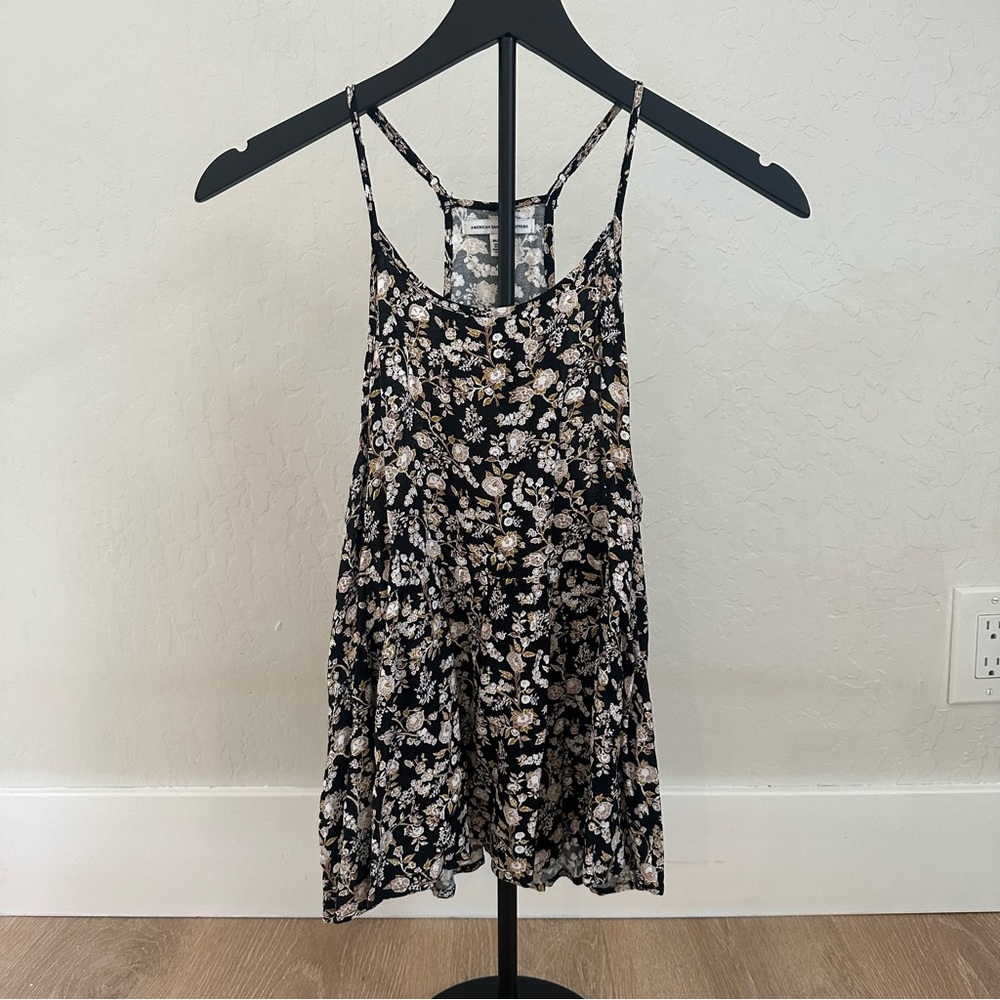 American Eagle Outfitters Black Floral spaghetti strap Tank. Size Medium.